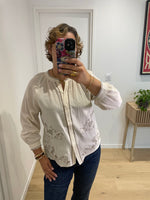 Chemise brodée Mélina - crème