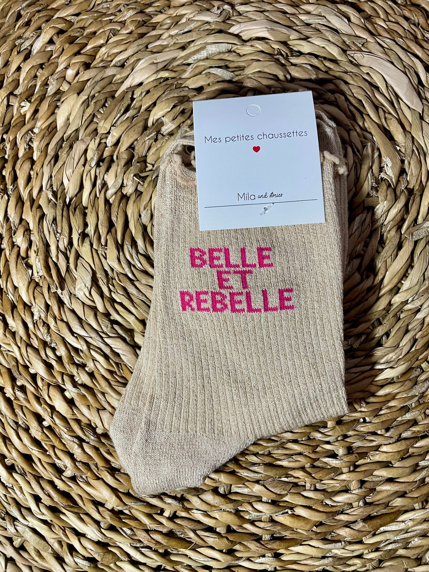 Chaussette belle et rebelle - beige