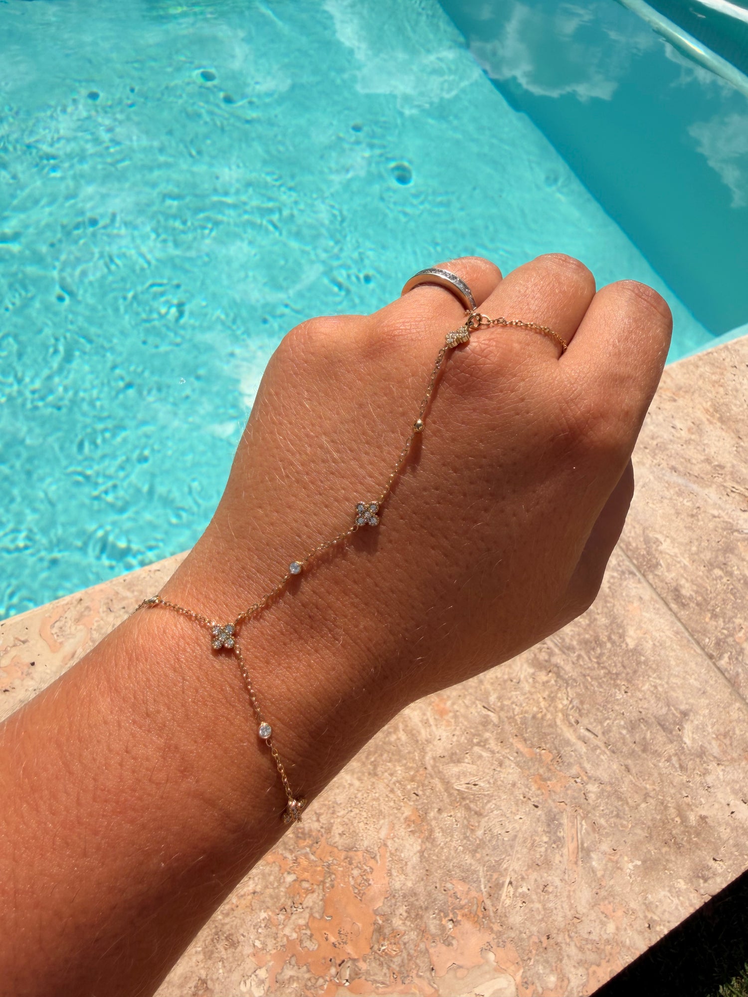 Bracelet bague Madee - doré/blanc