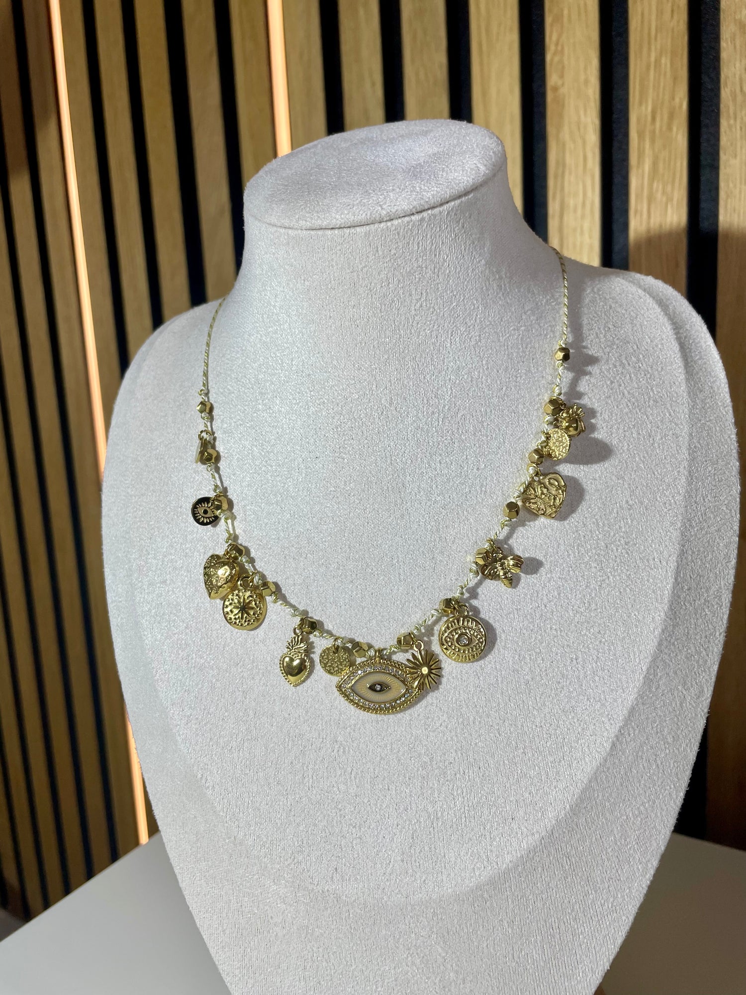 Collier œil - beige