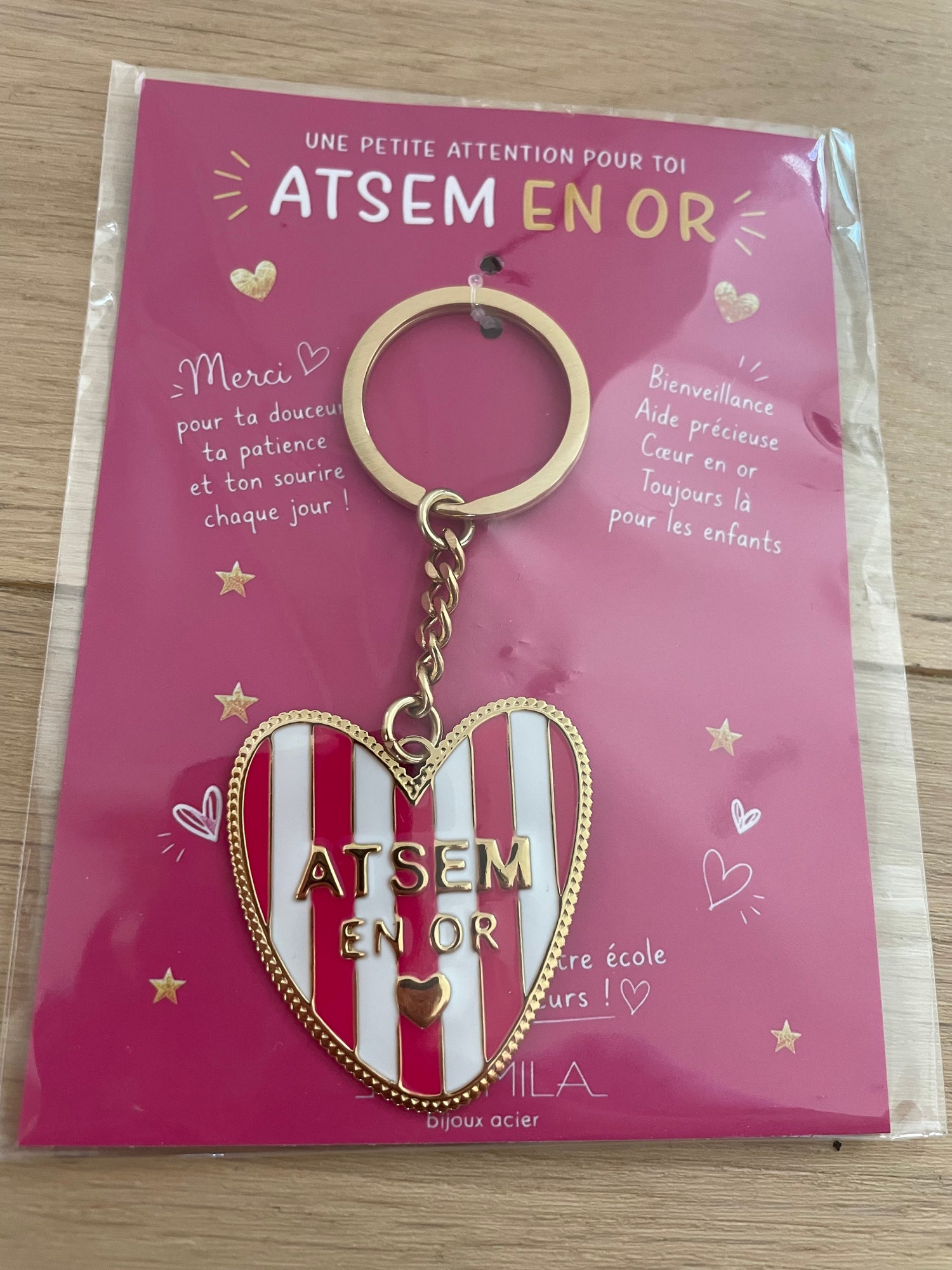 Porte-clé Atsem - rose/blanc