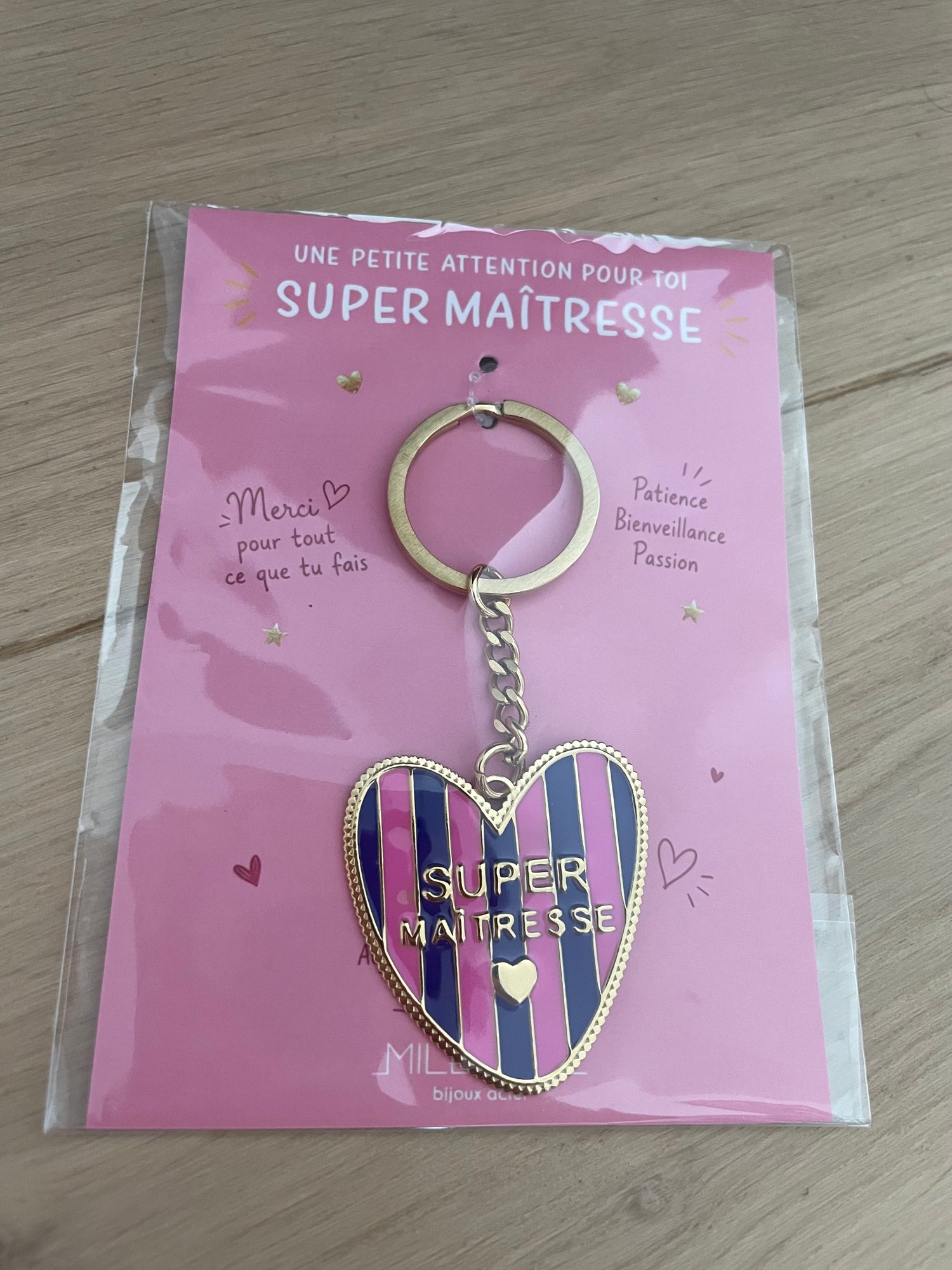 Porte-clé Maîtresse- bleu/rose