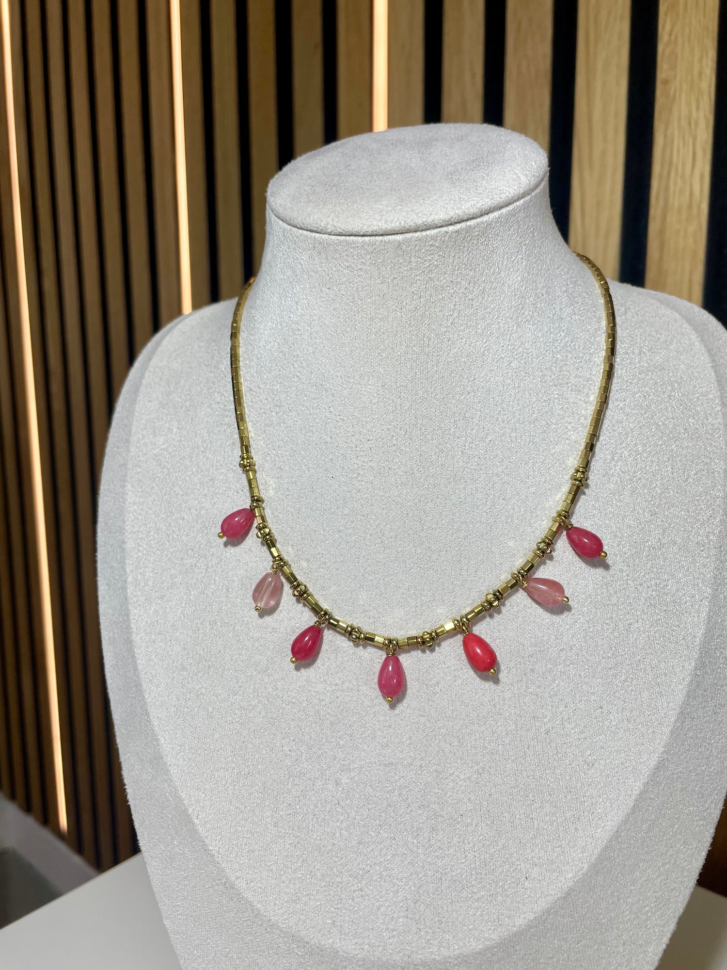 Collier goutte - rose