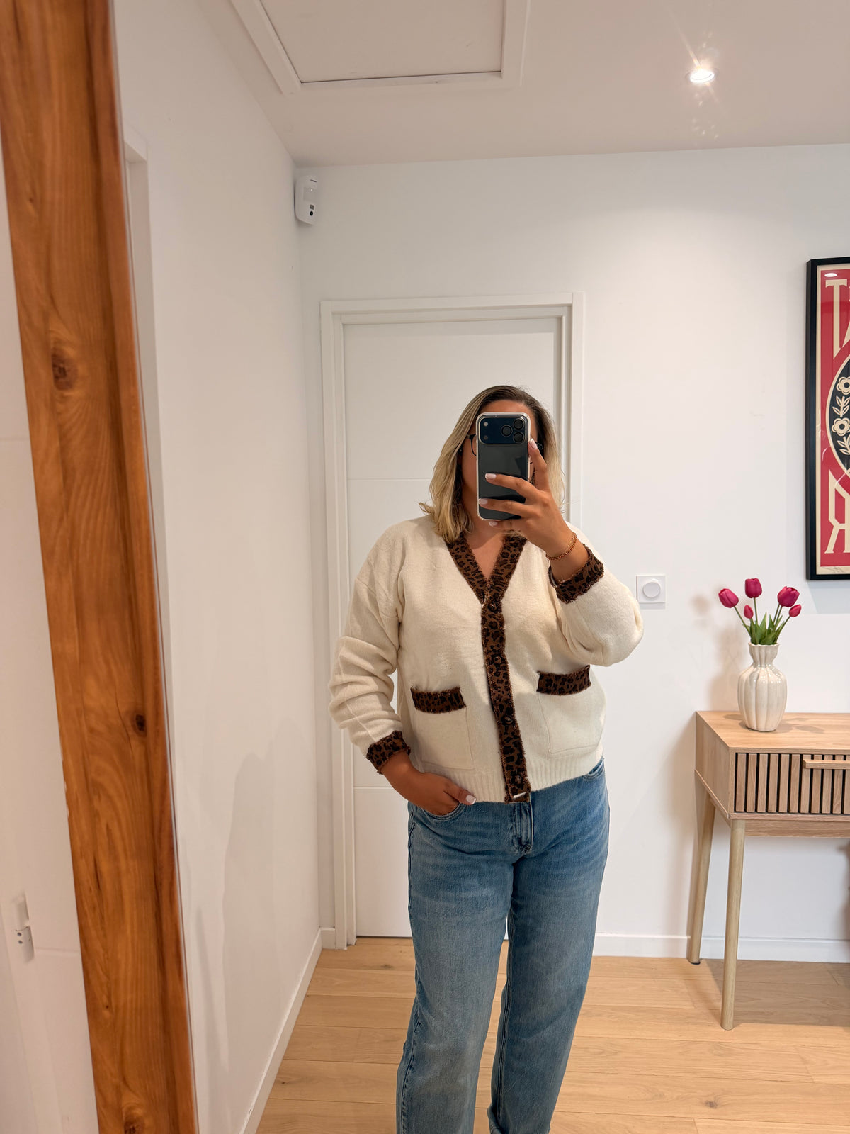 Gilet Adele - blanc/leopard