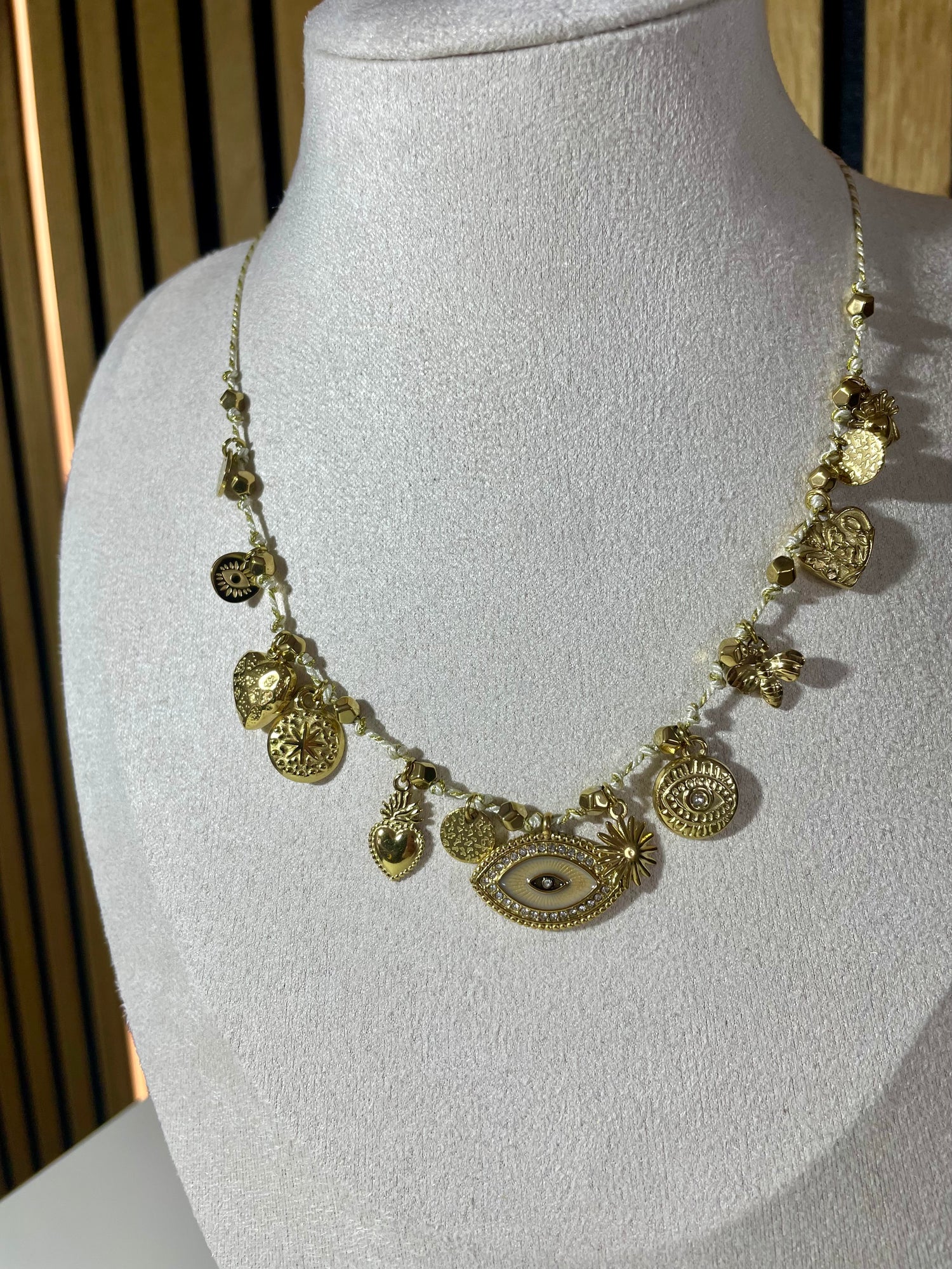Collier œil - beige