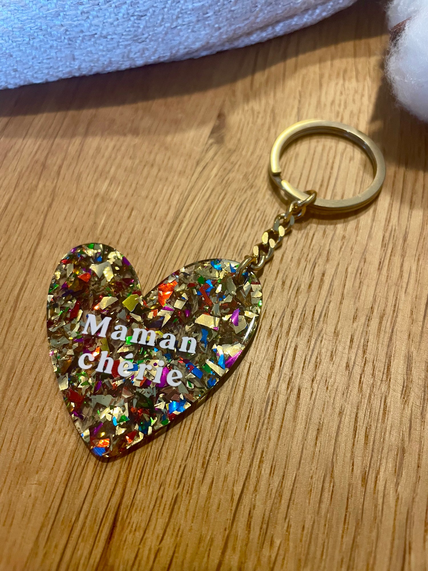 Porte clé maman paillettes