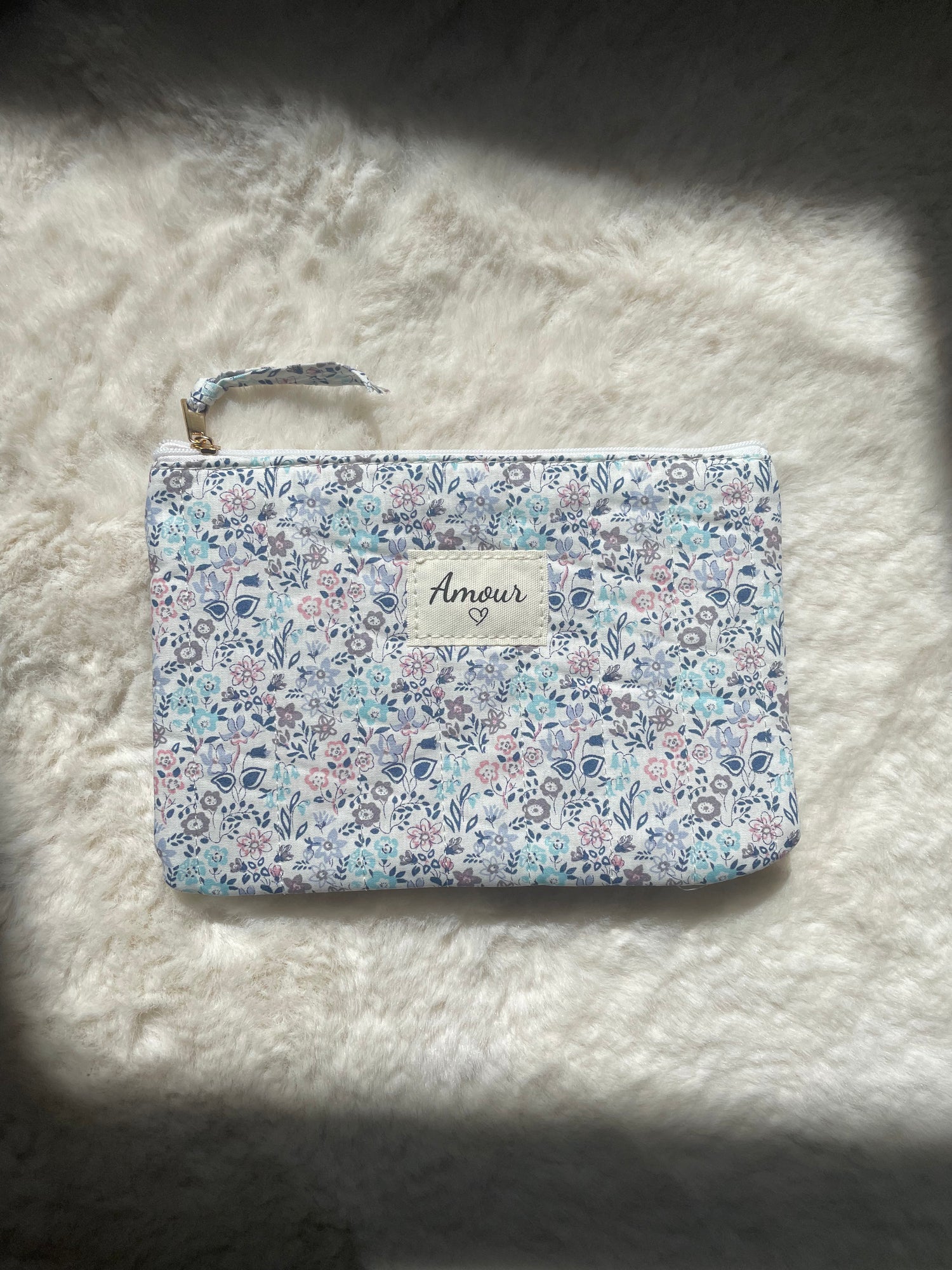 Pochette fleurie - bleu