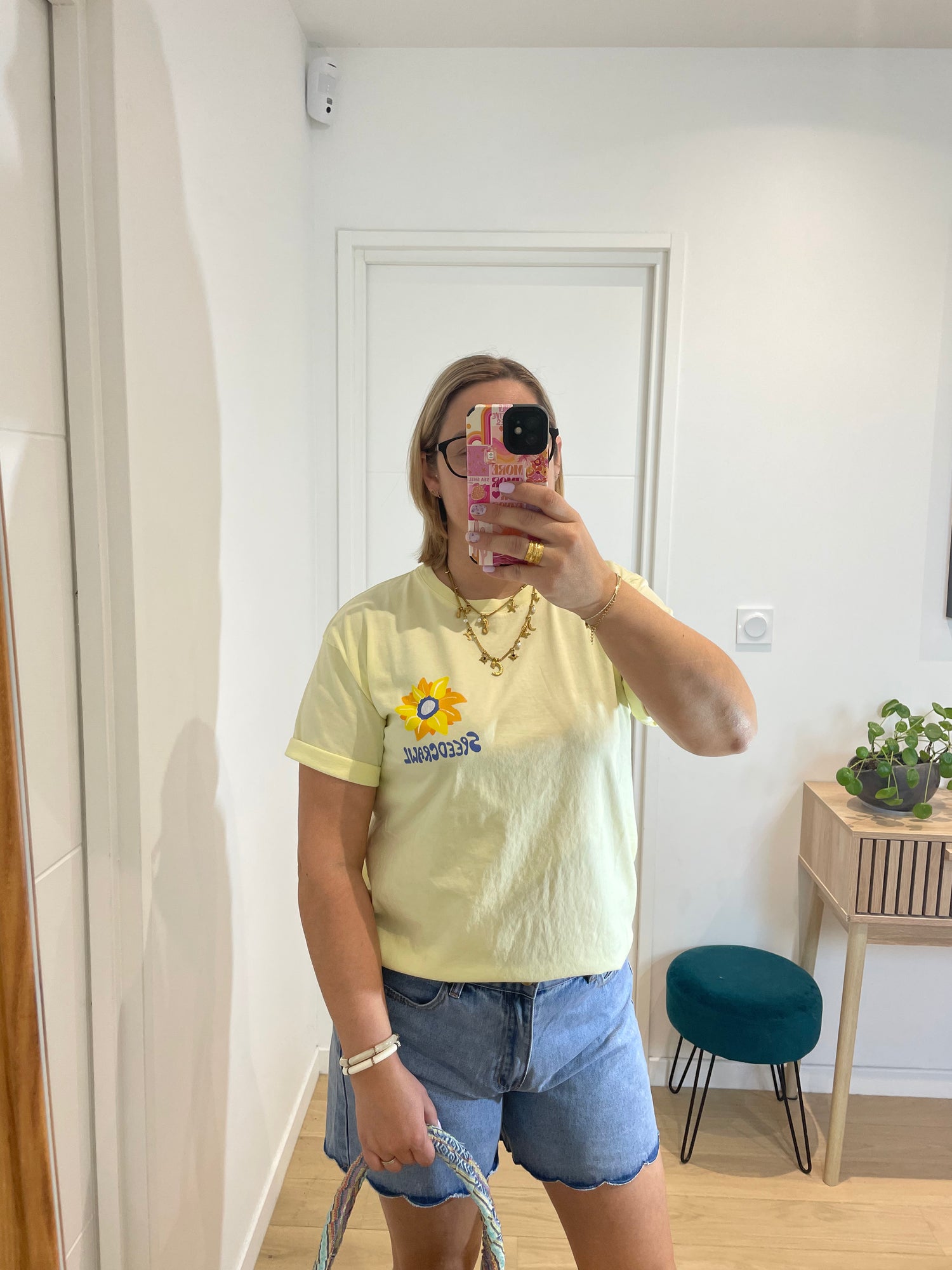 T-shirt fleurs - jaune