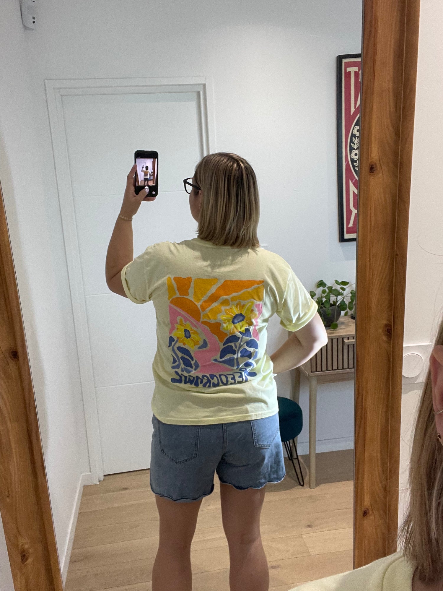 T-shirt fleurs - jaune