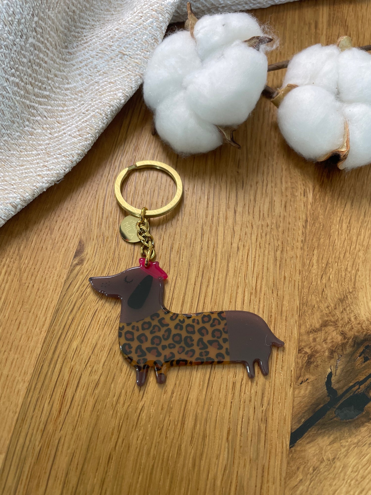 Porte-clé chien leopard