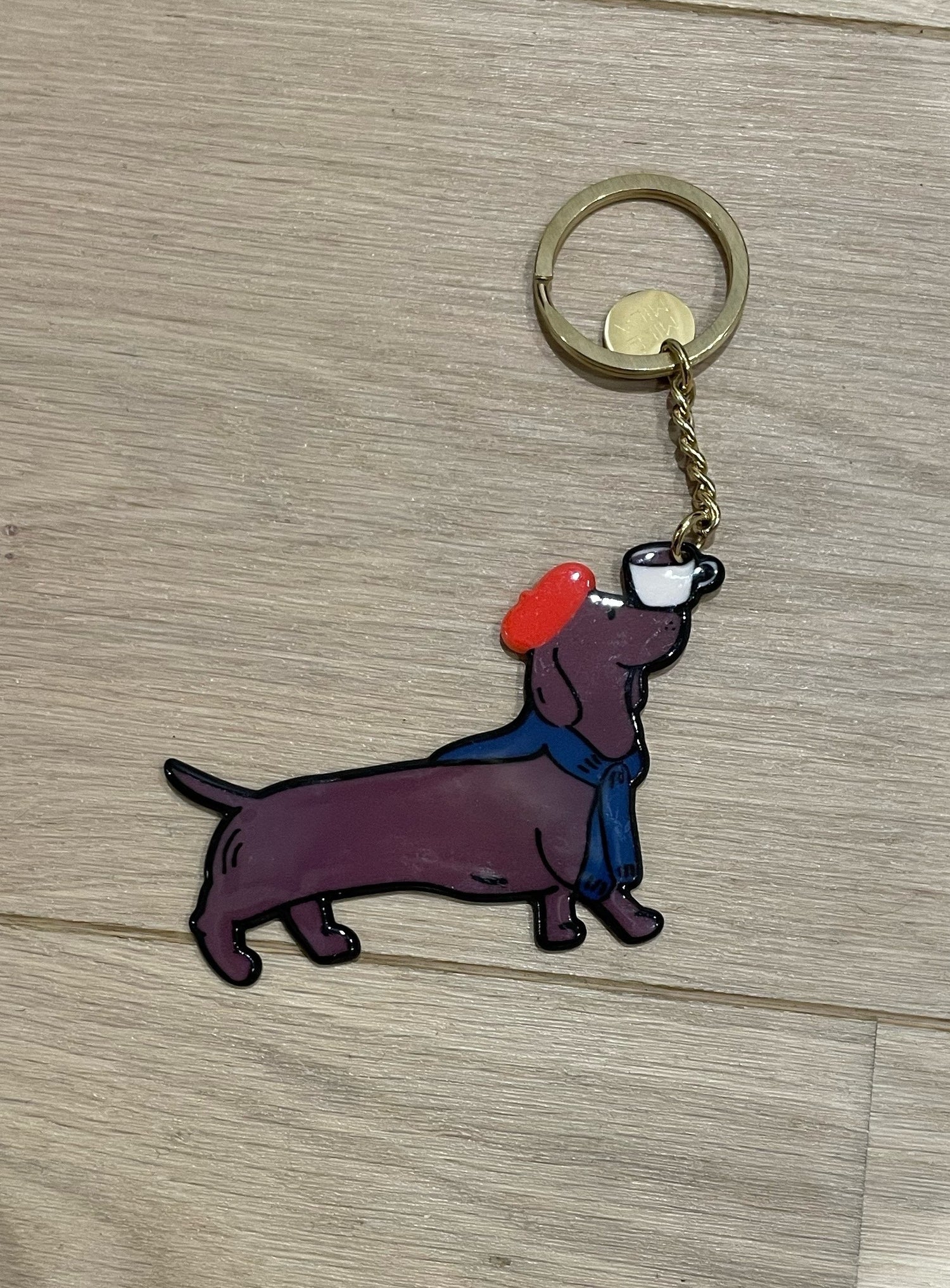 Porte-clé chien tasse a café