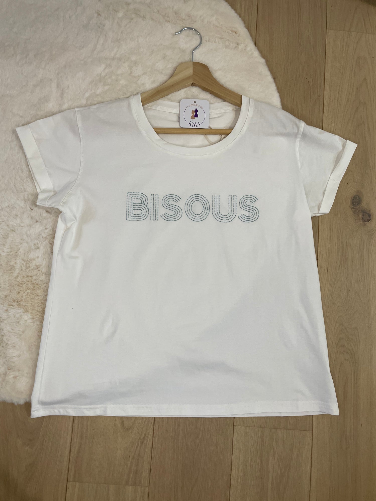 Tee-shirt bisous - vert d'eau