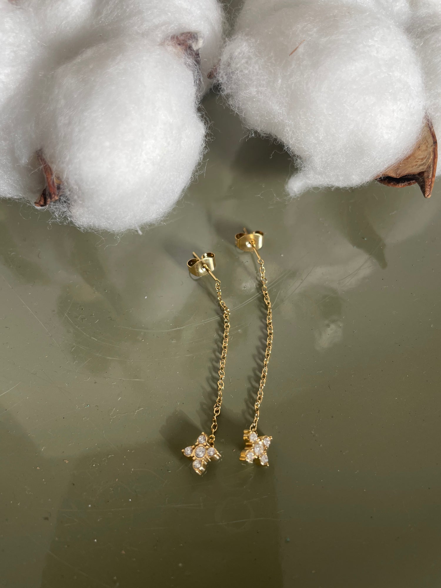 Boucles pendante trèfle - doré