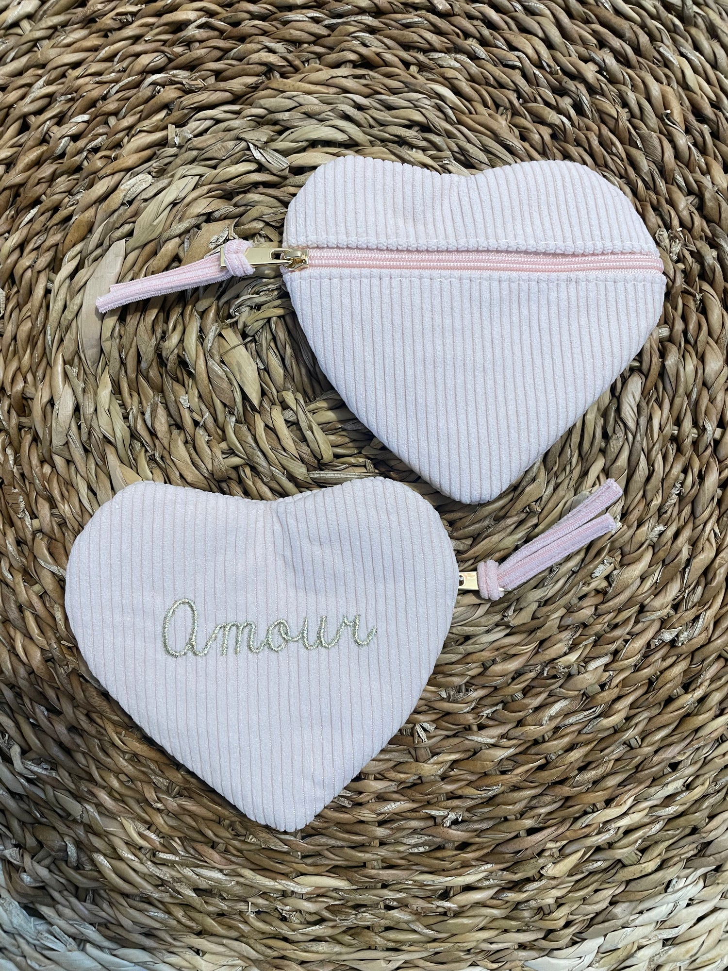 Pochette cœur - rose pale