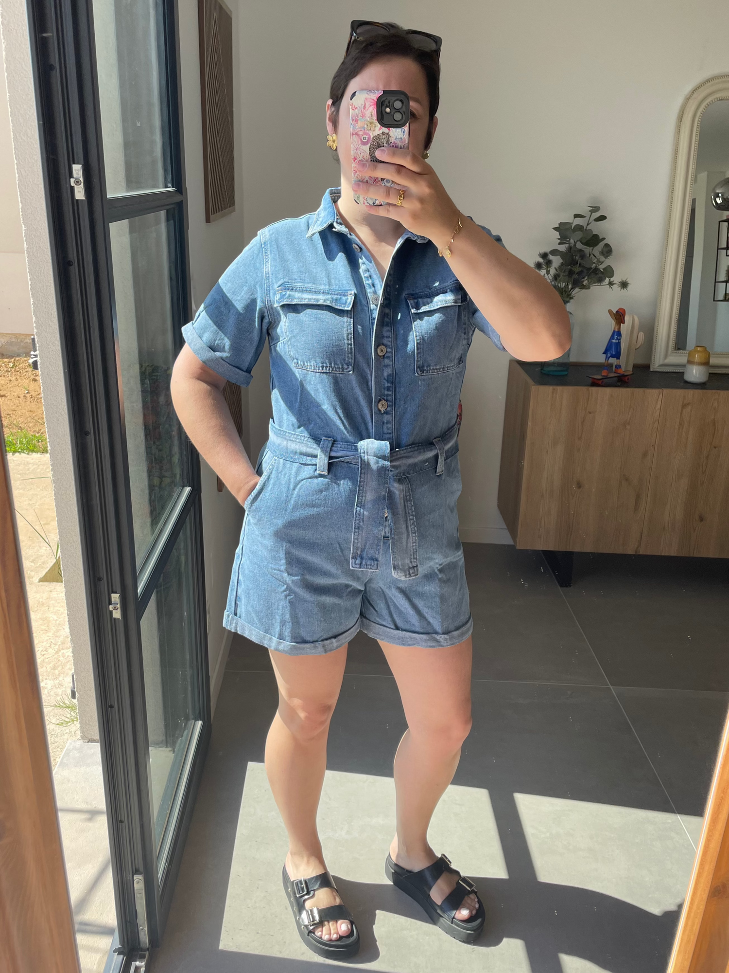 Combishort jean bleu - Eva