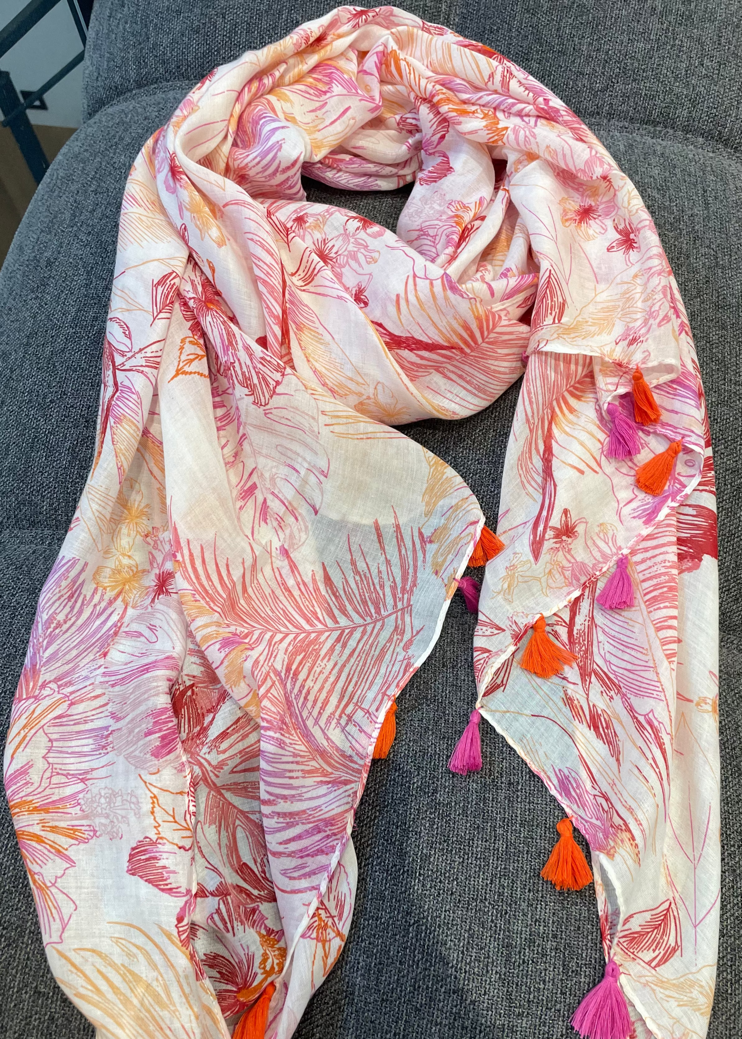 Echarpe fleurie - rose