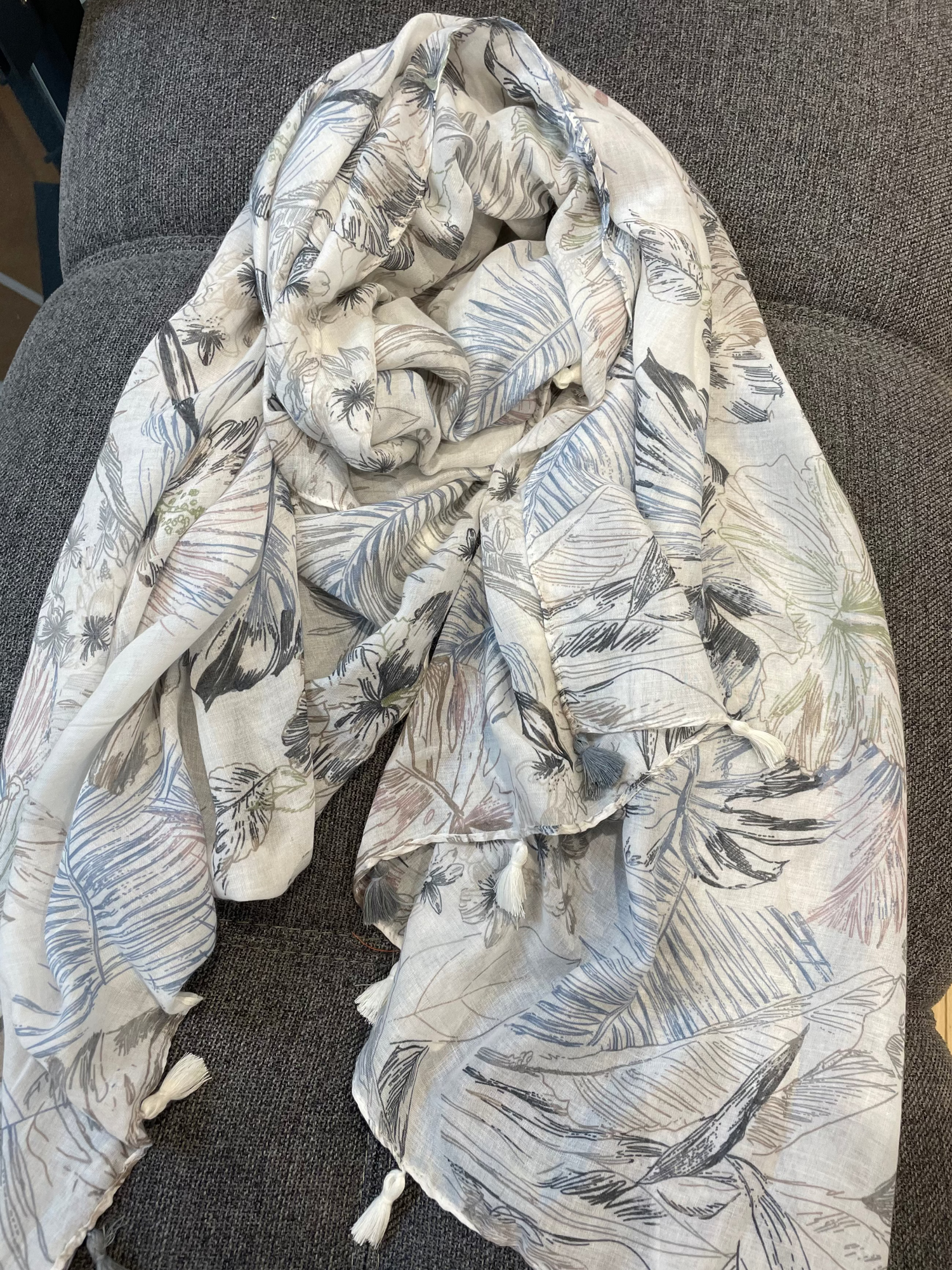 Echarpe fleurie - bleu